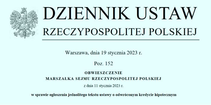W ustawie zmieniono zapisy o odwr&oacute;conym kredycie hipotecznym